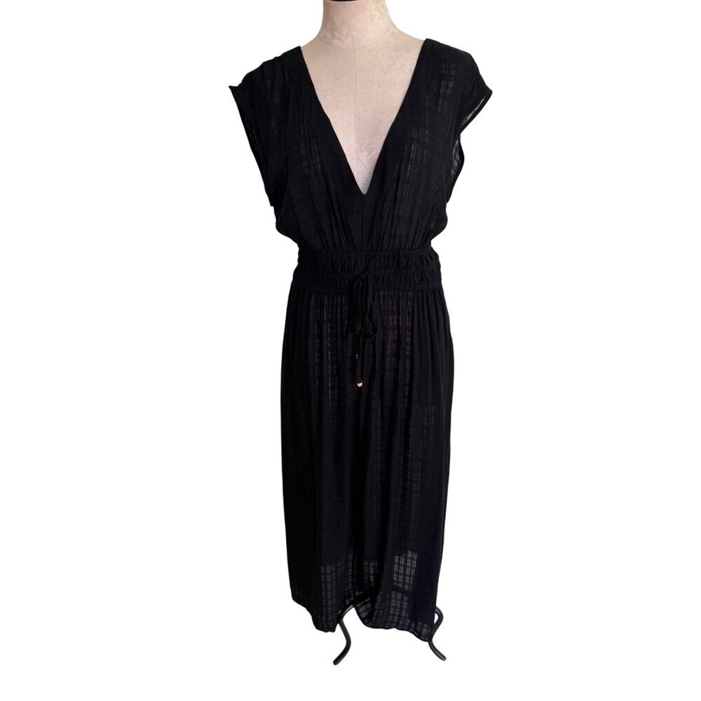 Turquoise Couture Womens Flouncy Mini Dress Size Medium Black Pullover Beach - Picture 1 of 10